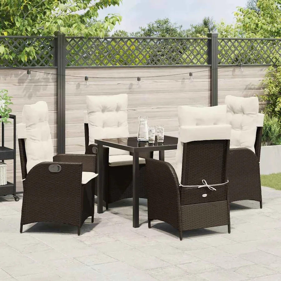 Ensemble de salle à manger pour jardin 5 pcs Marron polyrotin