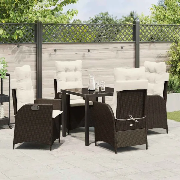 Ensemble de salle à manger pour jardin 5 pcs Marron polyrotin