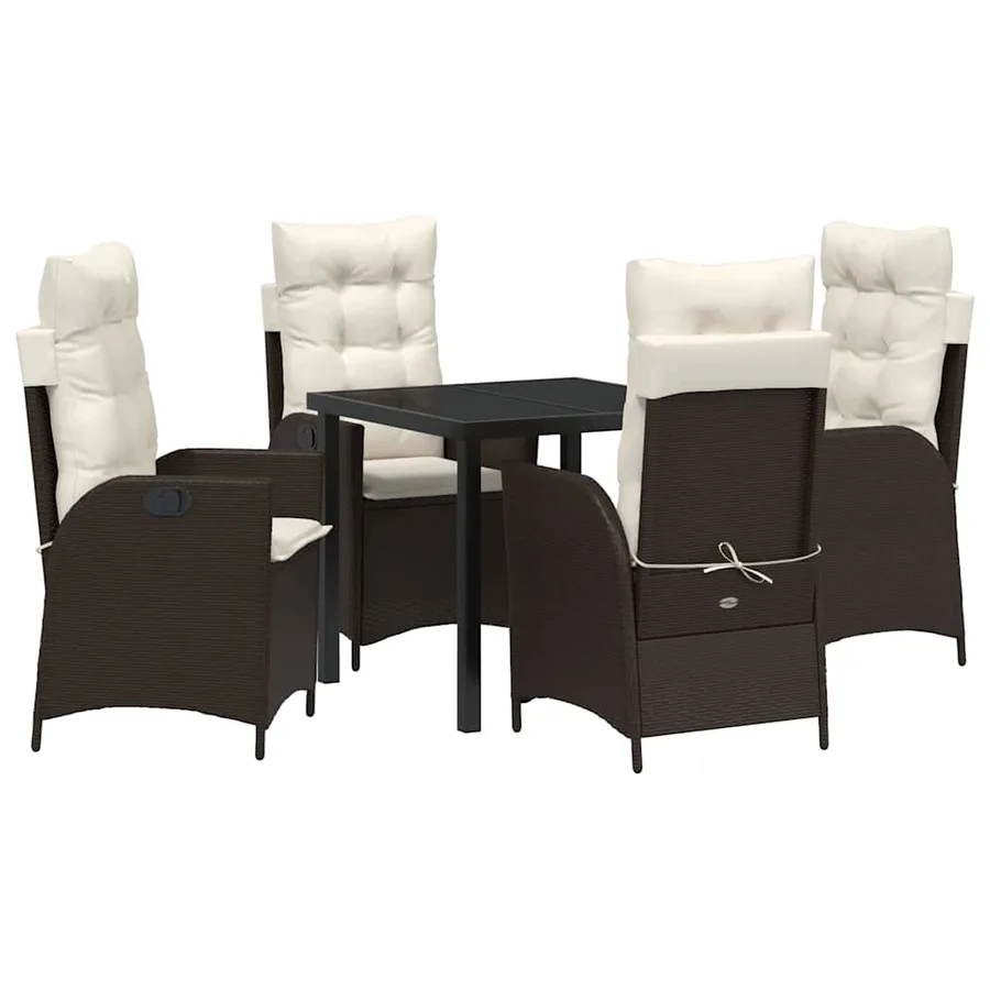 Ensemble de salle à manger pour jardin 5 pcs Marron polyrotin - 2