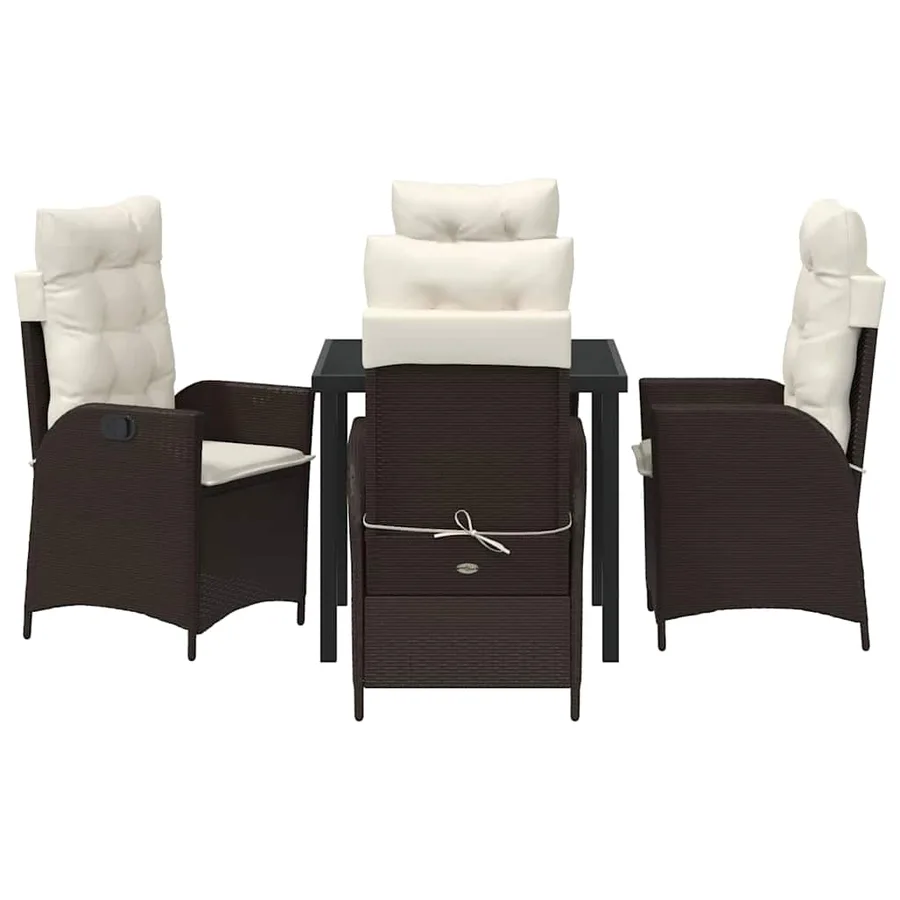 Ensemble de salle à manger pour jardin 5 pcs Marron polyrotin - 4