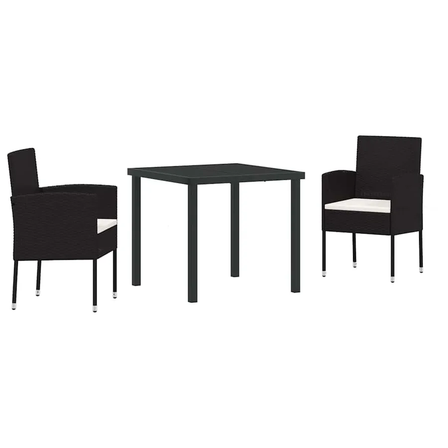 Ensemble de salle à manger pour jardin 3 pcs Noir polyrotin - 2