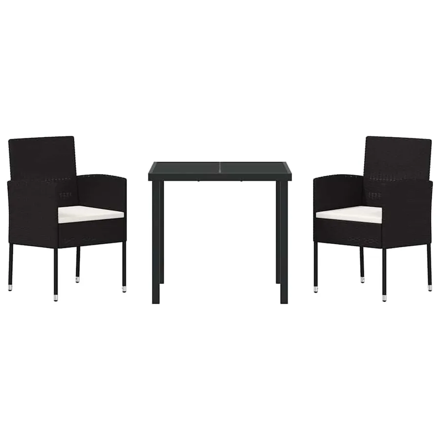 Ensemble de salle à manger pour jardin 3 pcs Noir polyrotin - 7