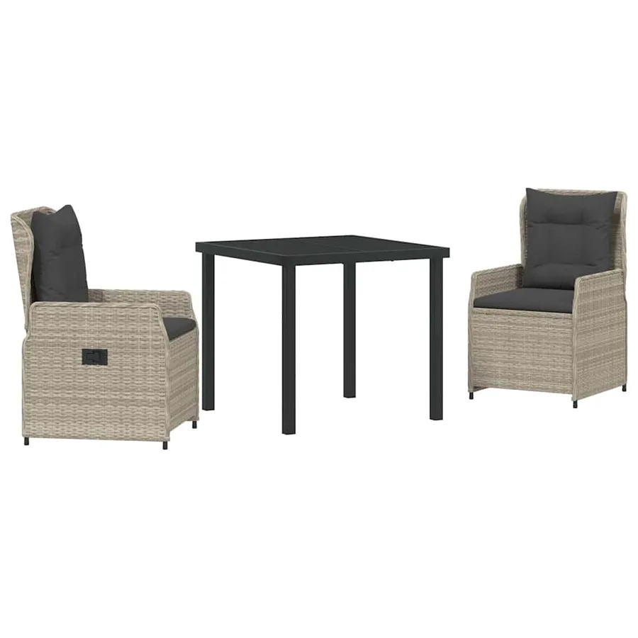 Ensemble de salle à manger pour jardin 3 pcs Gris clair - 2