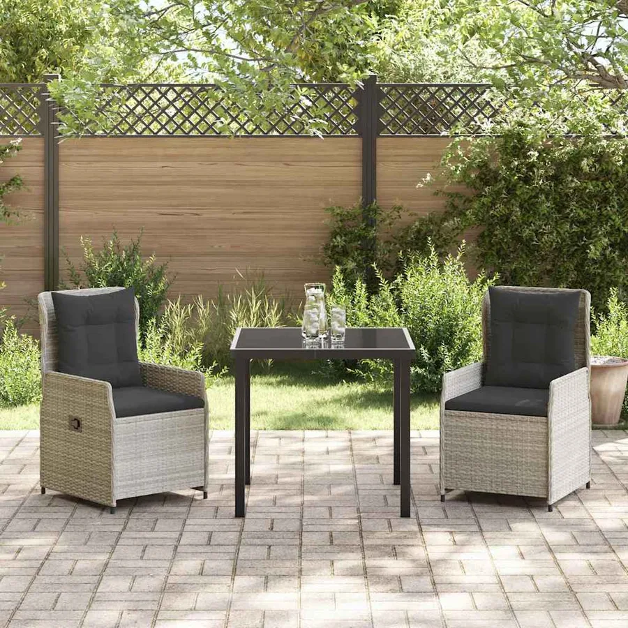 Ensemble de salle à manger pour jardin 3 pcs Gris clair - 4