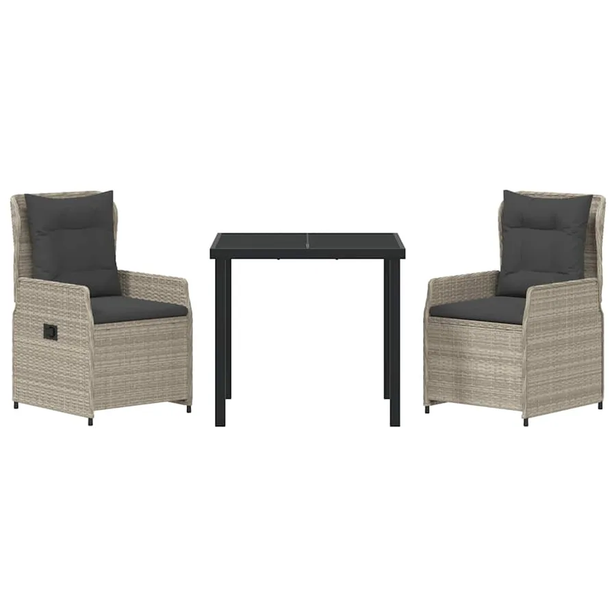Ensemble de salle à manger pour jardin 3 pcs Gris clair - 7