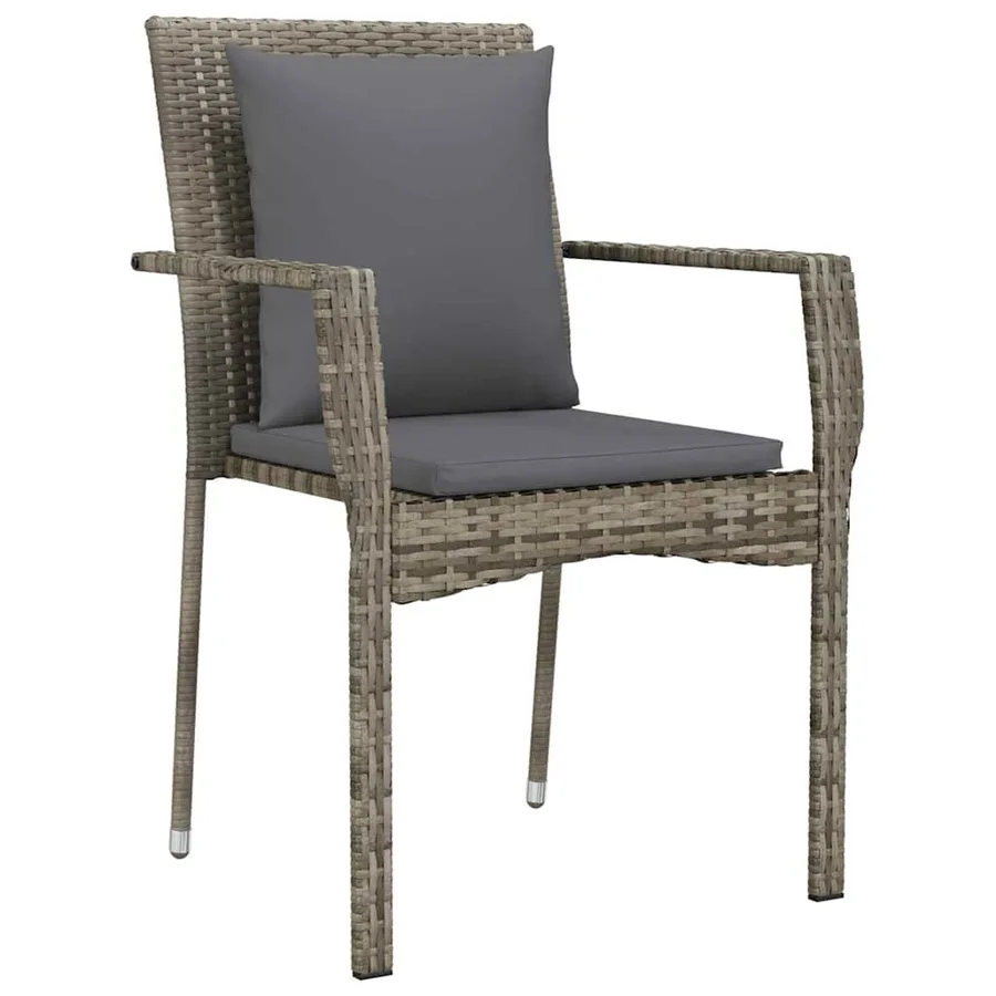 Ensemble de salle à manger pour jardin 5 pcs Gris polyrotin - 6