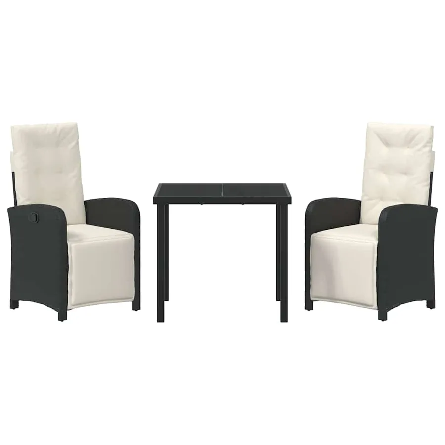 Ensemble de salle à manger pour jardin 3 pcs Noir polyrotin - 6