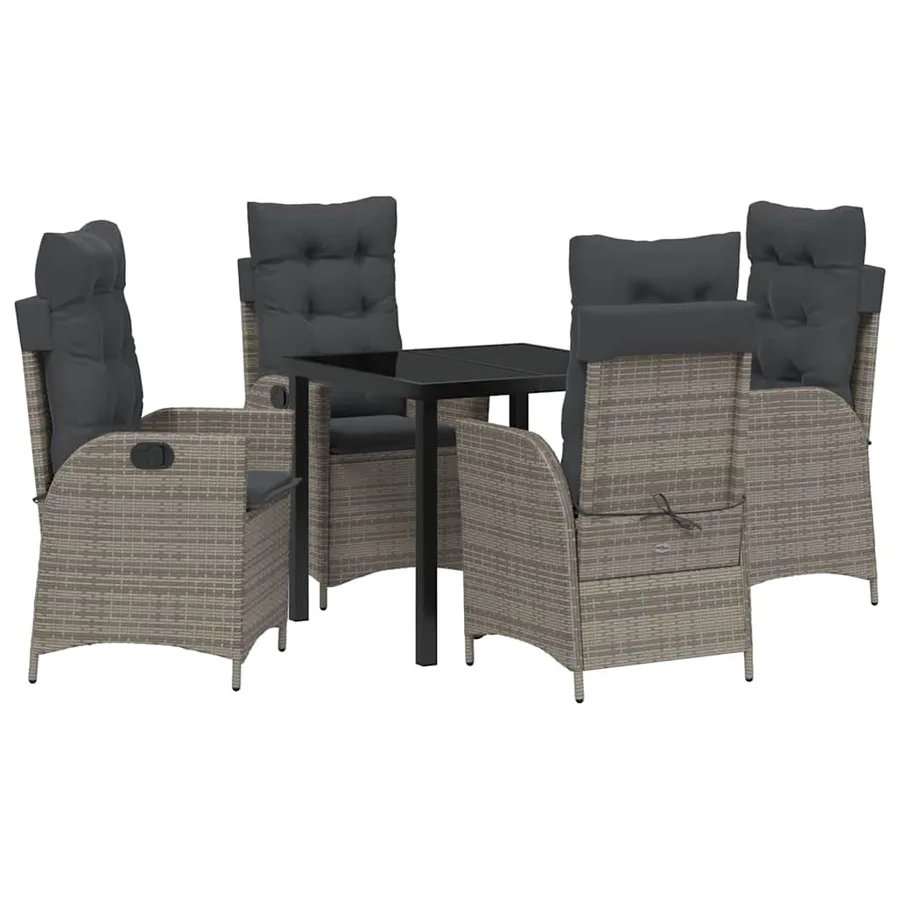 Ensemble de salle à manger pour jardin 5 pcs Gris polyrotin - 2