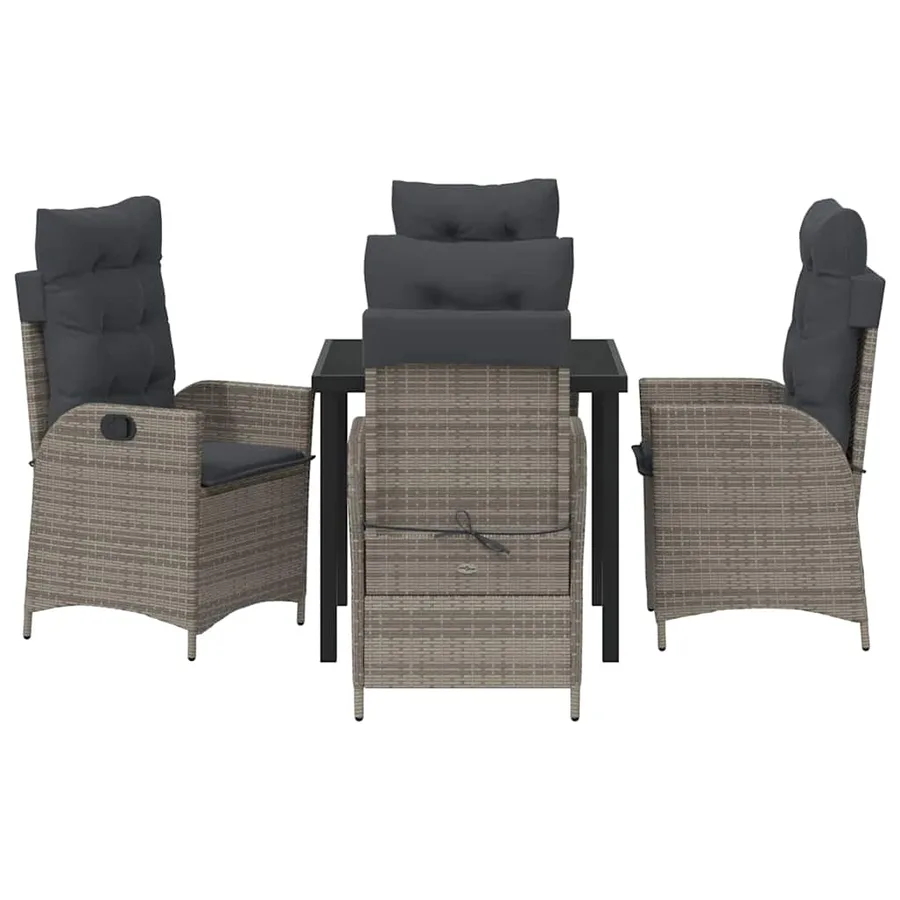Ensemble de salle à manger pour jardin 5 pcs Gris polyrotin - 7