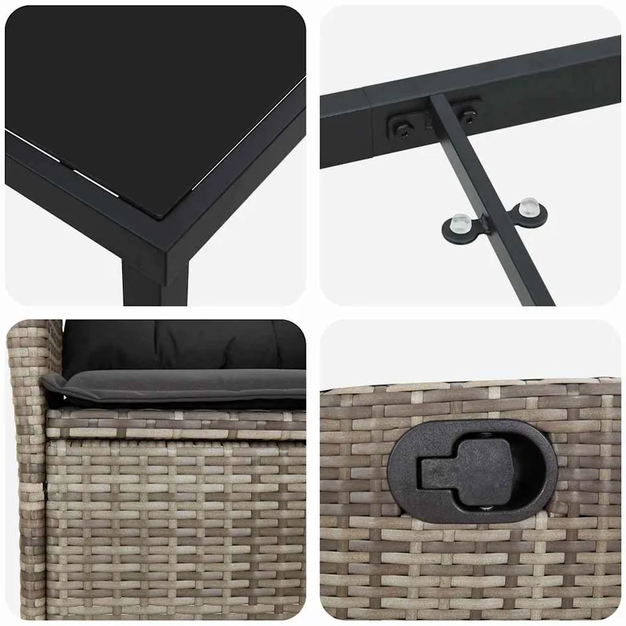Ensemble de salle à manger pour jardin 5 pcs Gris polyrotin - 9