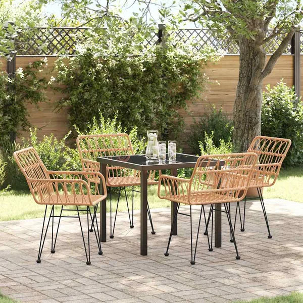 Ensemble de salle à manger pour jardin 5 pcs Marron