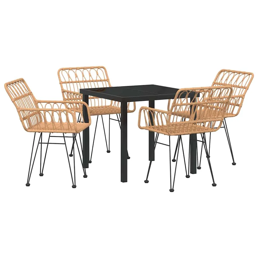 Ensemble de salle à manger pour jardin 5 pcs Marron - 2