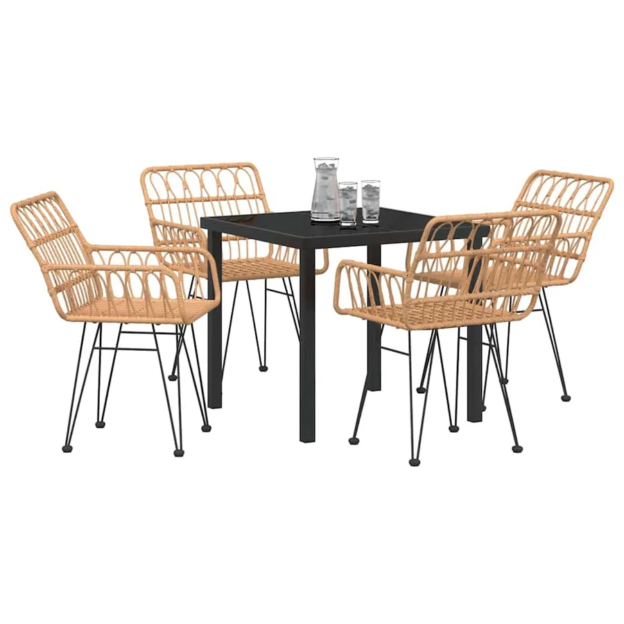 Ensemble de salle à manger pour jardin 5 pcs Marron - 3