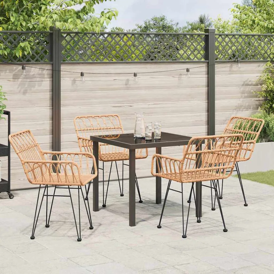 Ensemble de salle à manger pour jardin 5 pcs Marron - 4