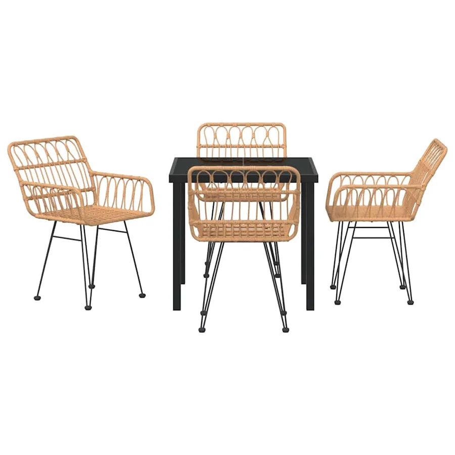 Ensemble de salle à manger pour jardin 5 pcs Marron - 7