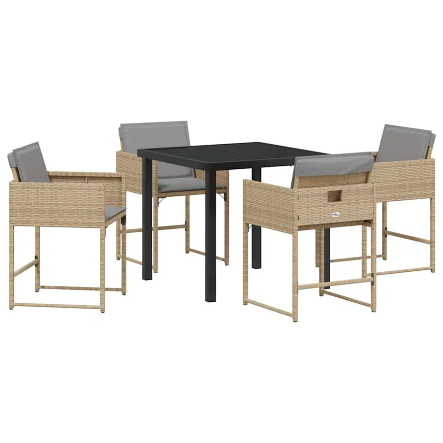 Ensemble de salle à manger pour jardin 5 pcs Beige polyrotin - 2
