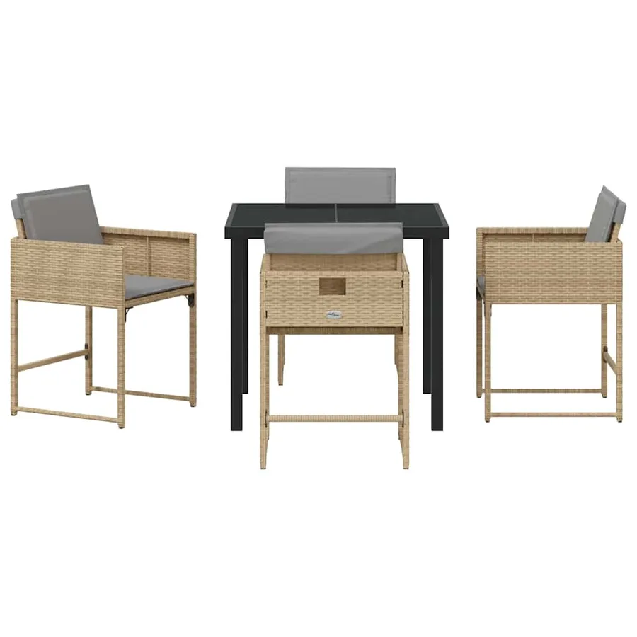 Ensemble de salle à manger pour jardin 5 pcs Beige polyrotin - 6