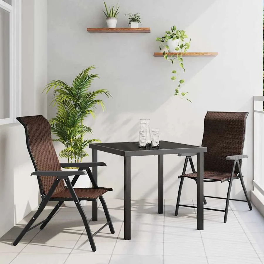 Ensemble de salle à manger pour jardin 3 pcs Marron