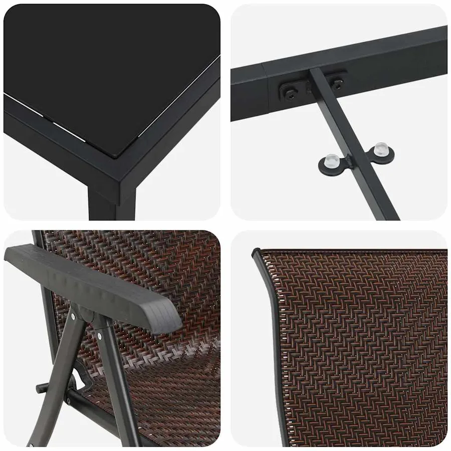 Ensemble de salle à manger pour jardin 3 pcs Marron - 9