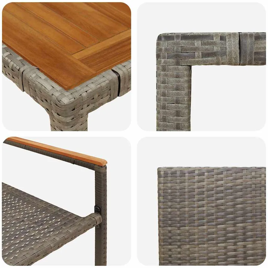 Ensemble de salle à manger pour jardin 3 pcs Gris polyrotin - 9