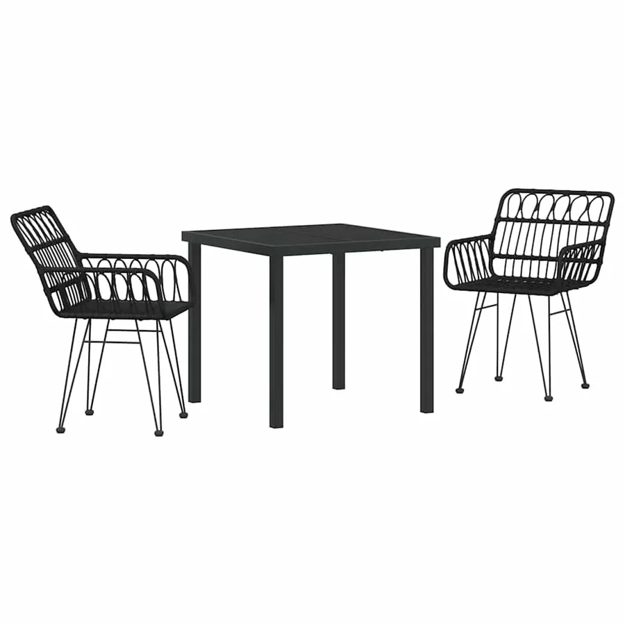 Ensemble de salle à manger pour jardin 3 pcs Noir - 2