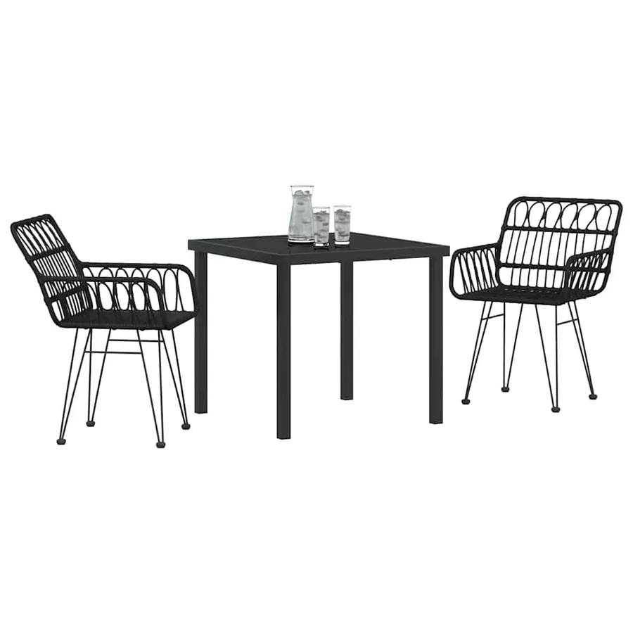 Ensemble de salle à manger pour jardin 3 pcs Noir - 3