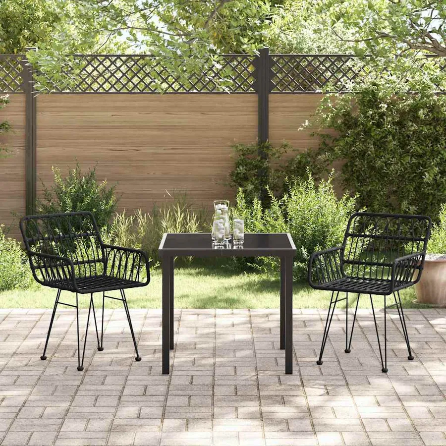 Ensemble de salle à manger pour jardin 3 pcs Noir - 4