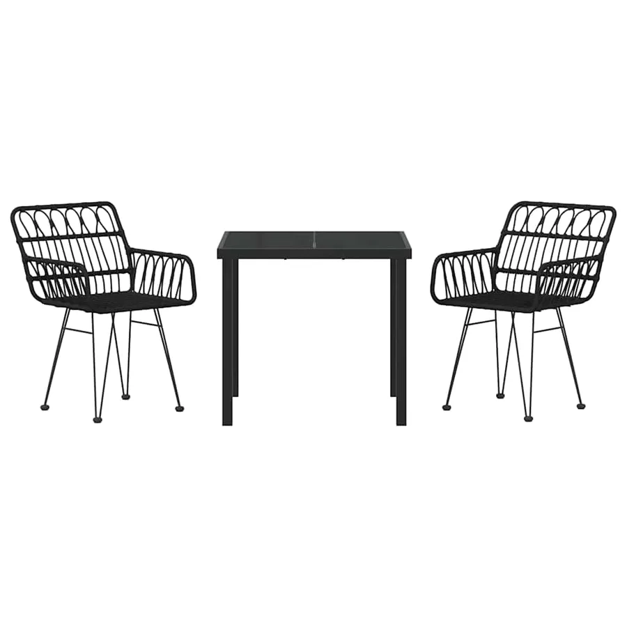 Ensemble de salle à manger pour jardin 3 pcs Noir - 7