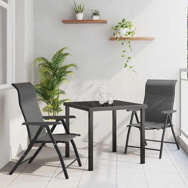 Ensemble de salle à manger pour jardin 3 pcs Gris