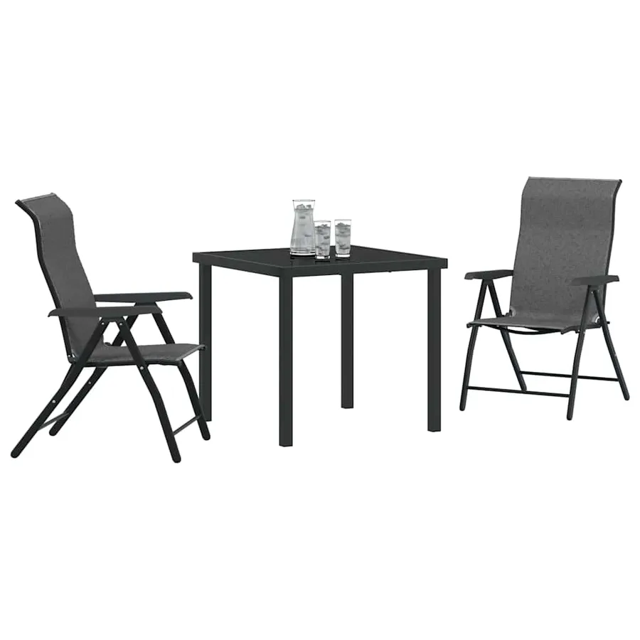 Ensemble de salle à manger pour jardin 3 pcs Gris - 3