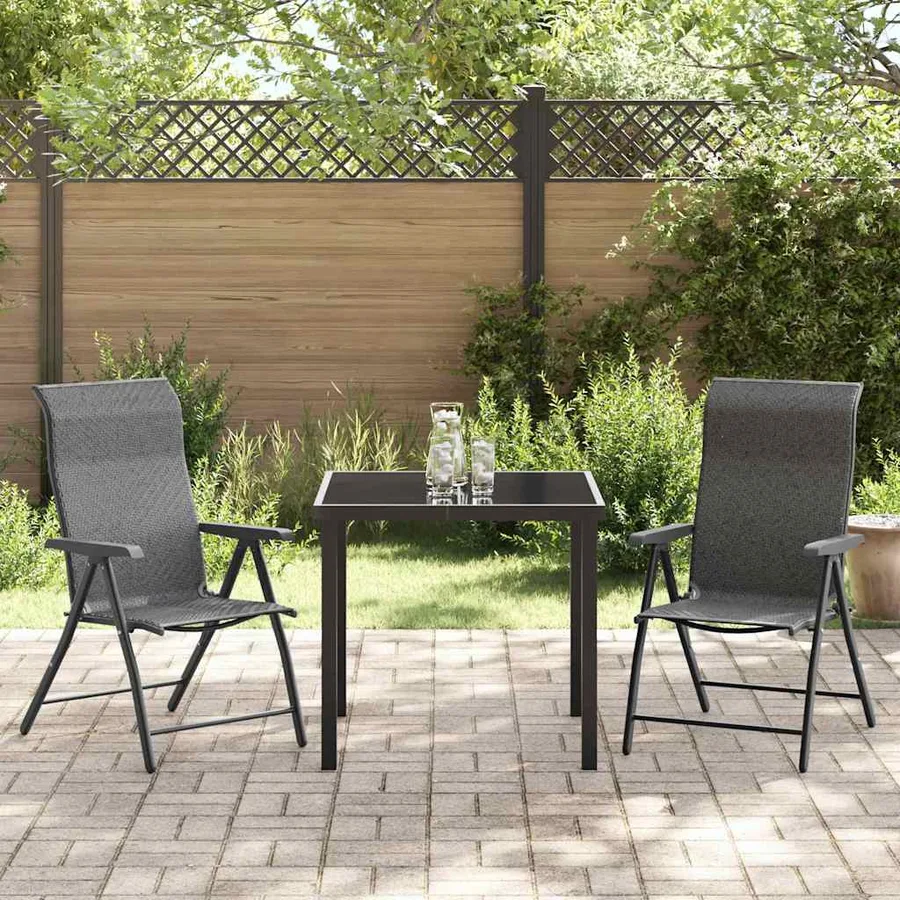 Ensemble de salle à manger pour jardin 3 pcs Gris - 4