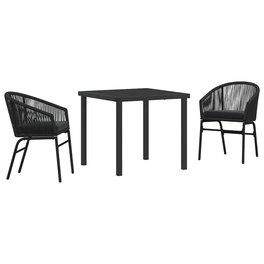 Ensemble de salle à manger pour jardin 3 pcs Noir - 2