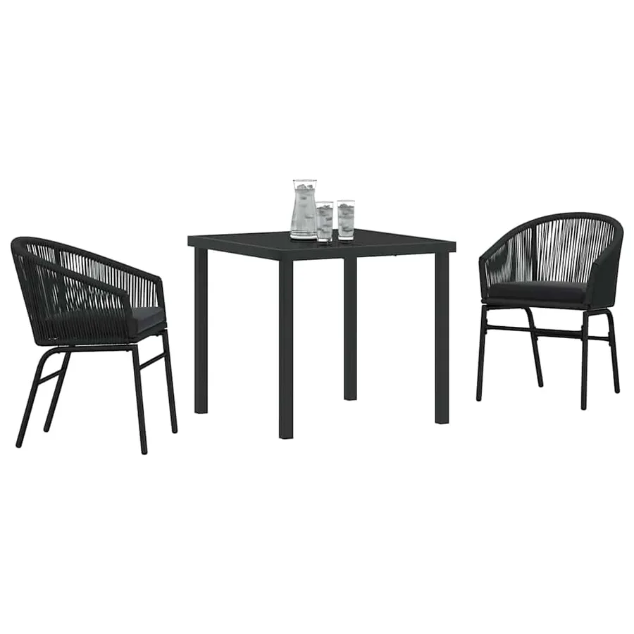 Ensemble de salle à manger pour jardin 3 pcs Noir - 3