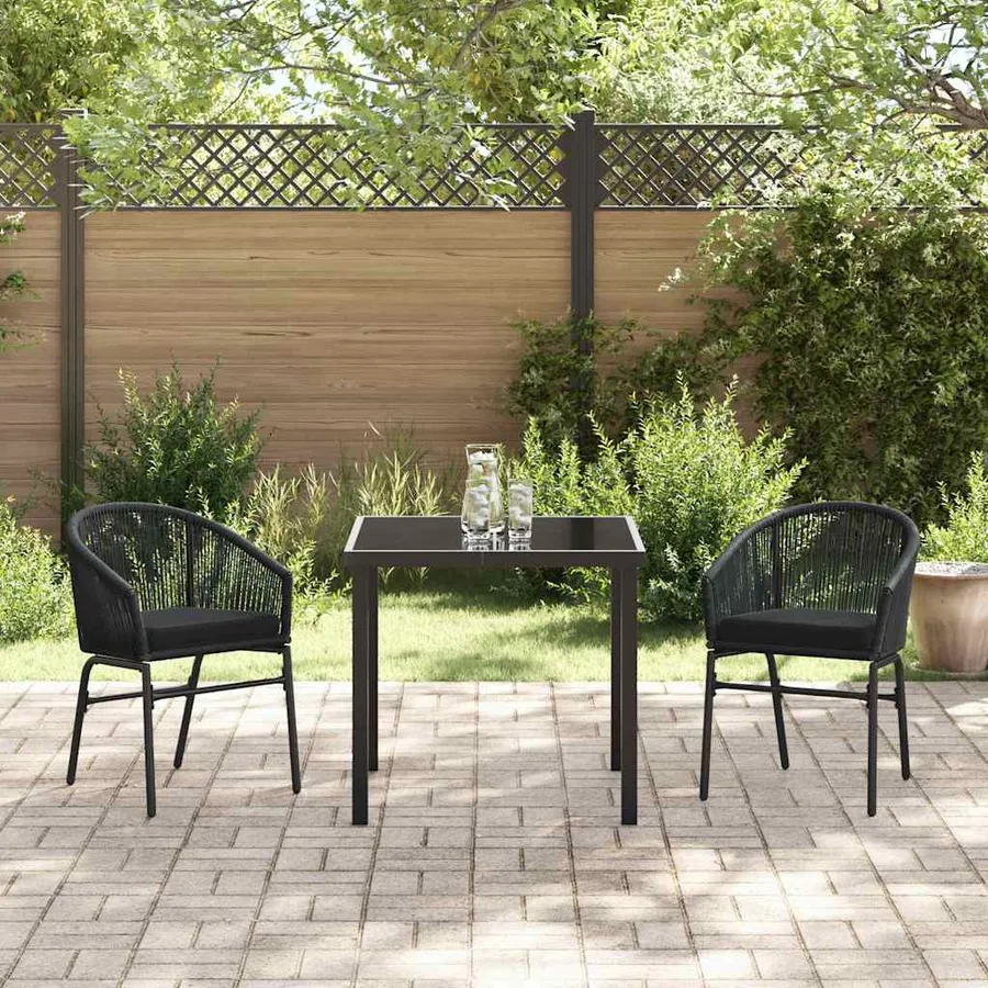 Ensemble de salle à manger pour jardin 3 pcs Noir - 4