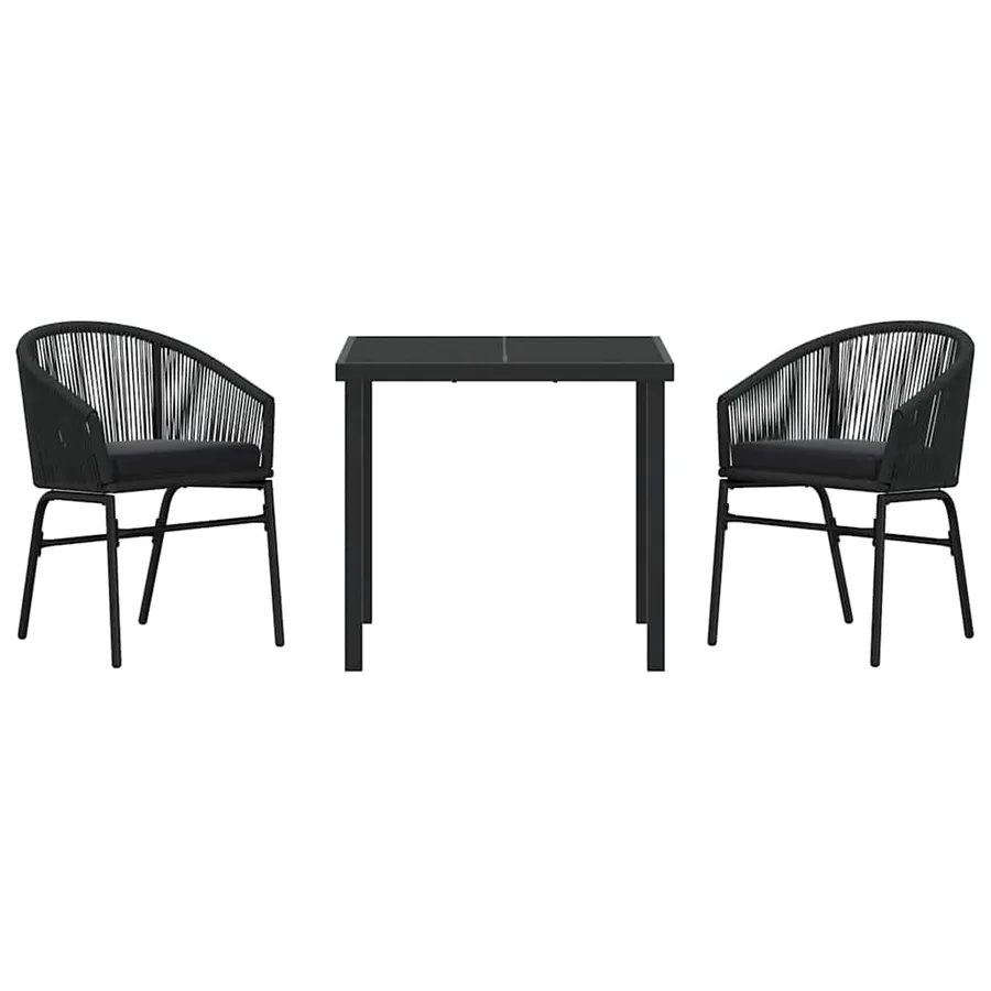 Ensemble de salle à manger pour jardin 3 pcs Noir - 7