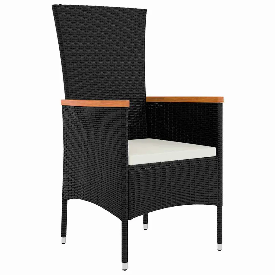Ensemble de salle à manger pour jardin avec coussin 3 pcs Noir - 6