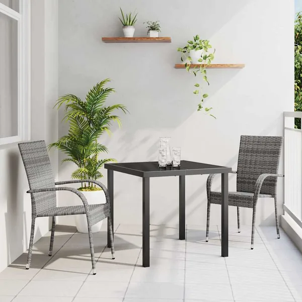 Ensemble de salle à manger pour jardin 3 pcs Gris