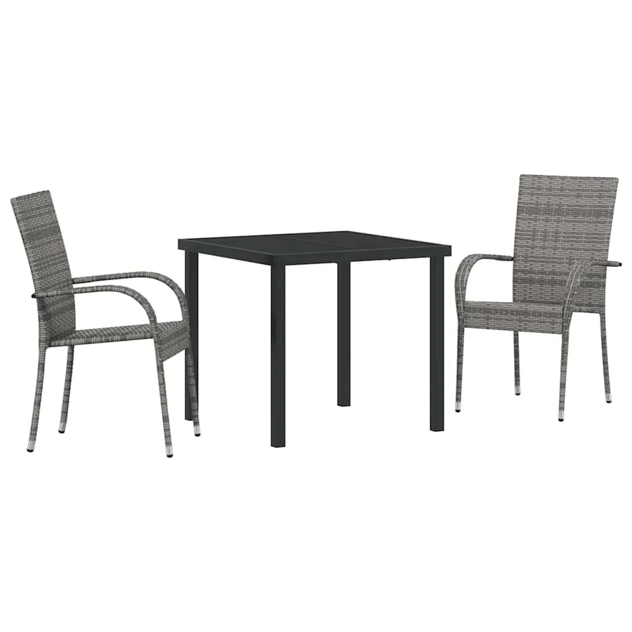 Ensemble de salle à manger pour jardin 3 pcs Gris - 2