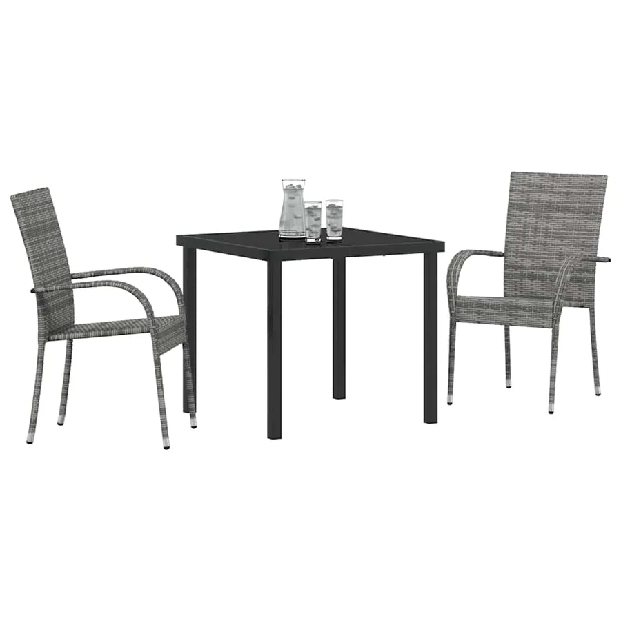 Ensemble de salle à manger pour jardin 3 pcs Gris - 3
