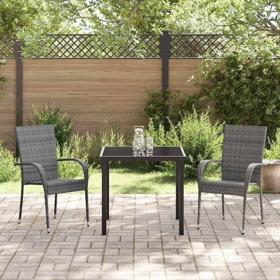 Ensemble de salle à manger pour jardin 3 pcs Gris - 4