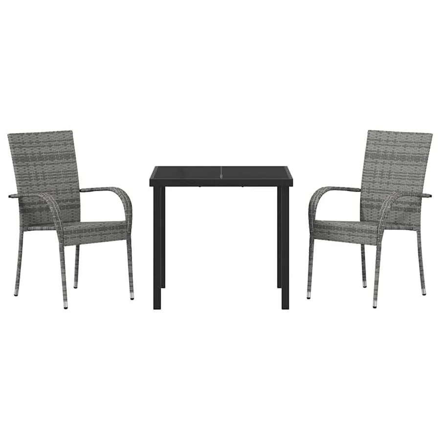 Ensemble de salle à manger pour jardin 3 pcs Gris - 7