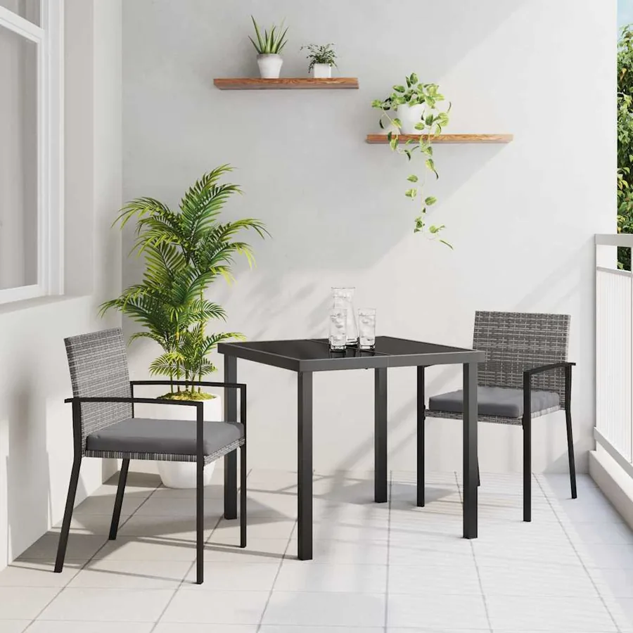 Ensemble de salle à manger pour jardin 3 pcs Gris