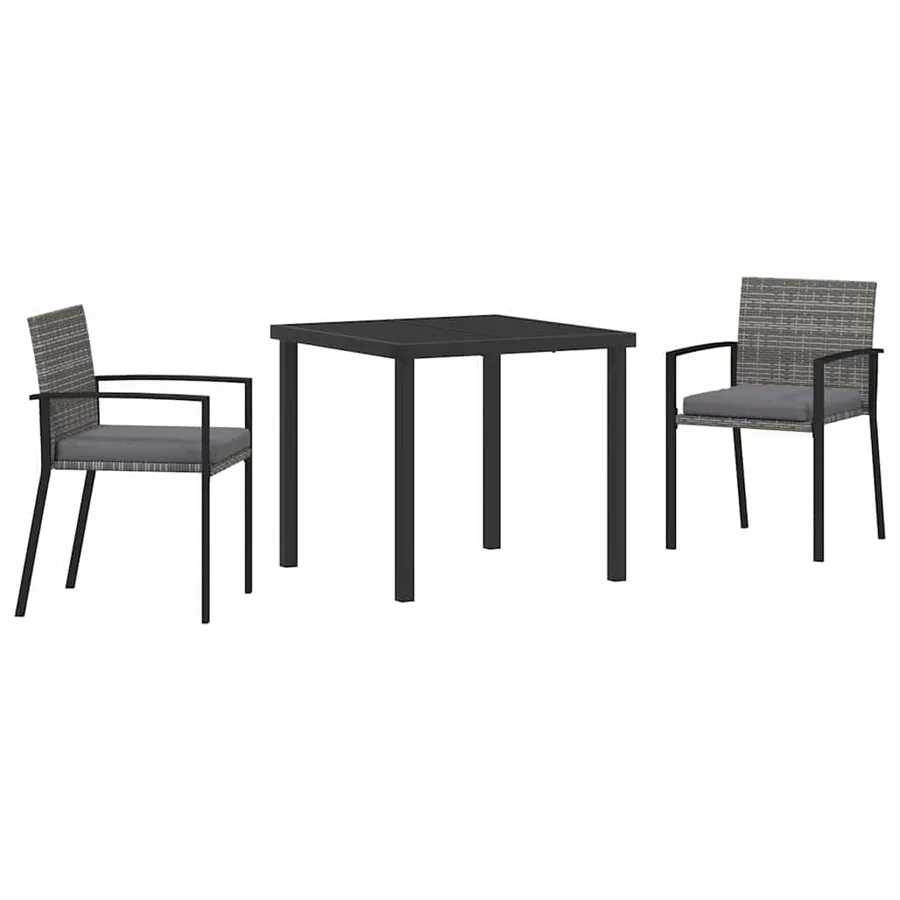 Ensemble de salle à manger pour jardin 3 pcs Gris - 2