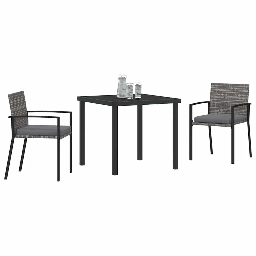 Ensemble de salle à manger pour jardin 3 pcs Gris - 3
