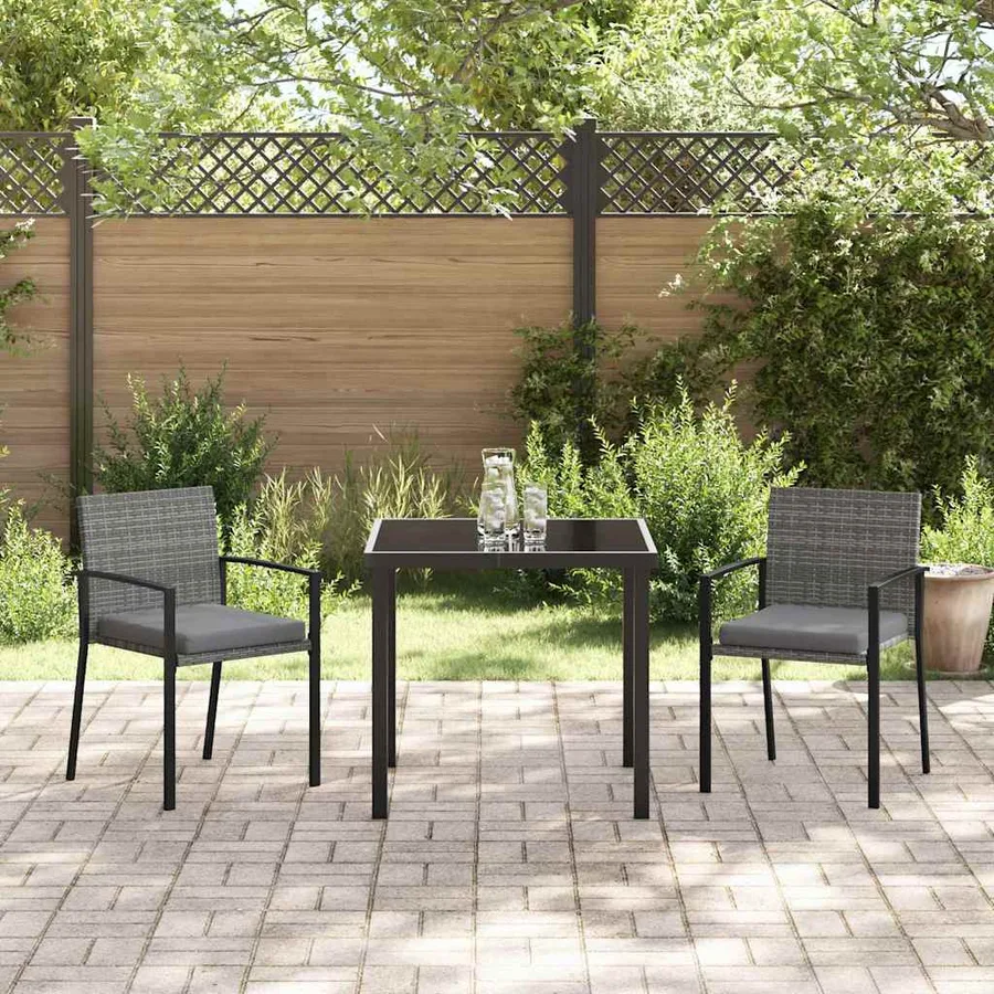 Ensemble de salle à manger pour jardin 3 pcs Gris - 4