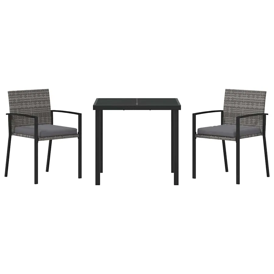 Ensemble de salle à manger pour jardin 3 pcs Gris - 7
