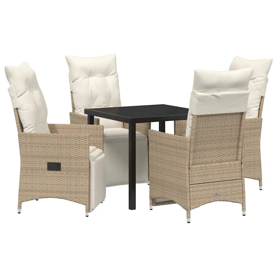 Ensemble de salle à manger pour jardin 5 pcs Beige polyrotin - 2