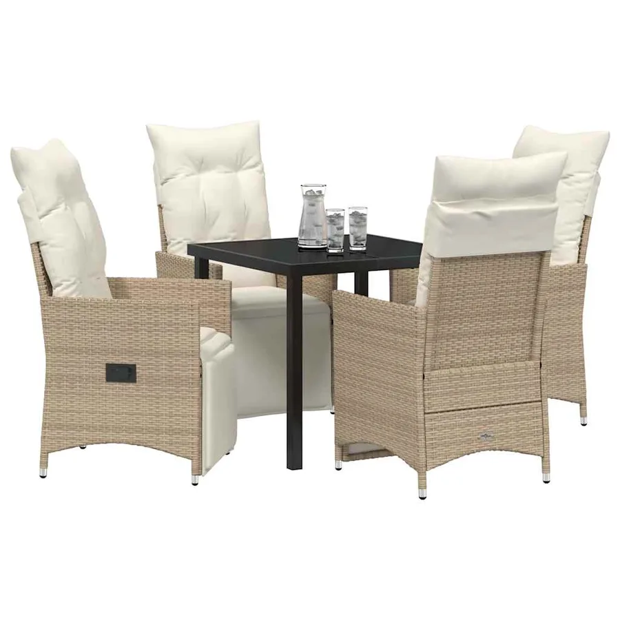 Ensemble de salle à manger pour jardin 5 pcs Beige polyrotin - 3