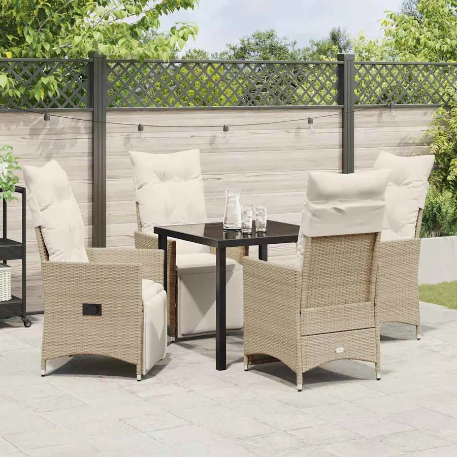 Ensemble de salle à manger pour jardin 5 pcs Beige polyrotin - 4
