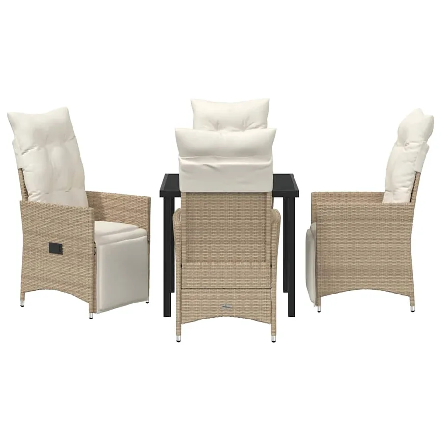 Ensemble de salle à manger pour jardin 5 pcs Beige polyrotin - 7
